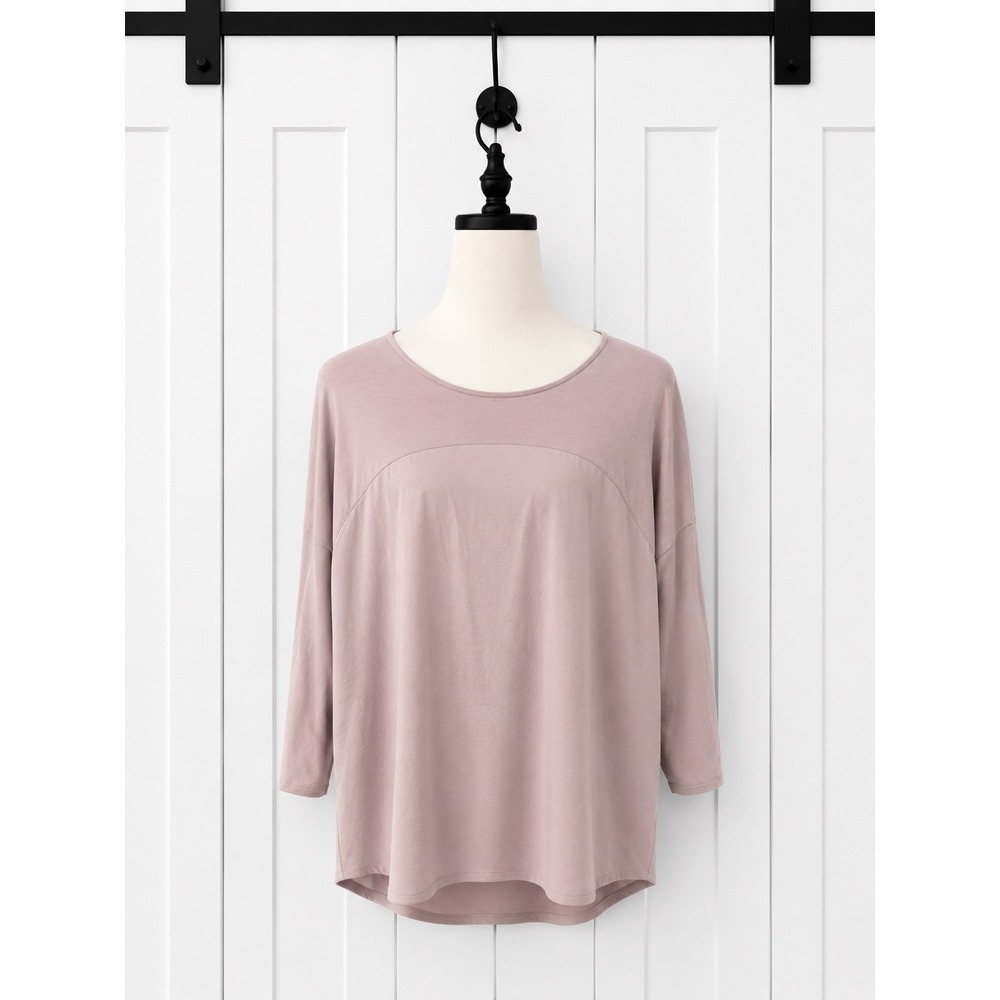 J. Jill Wearever Knit Top Womens Large Light Pink Mixed Media 3/4 Sleeve Tunic